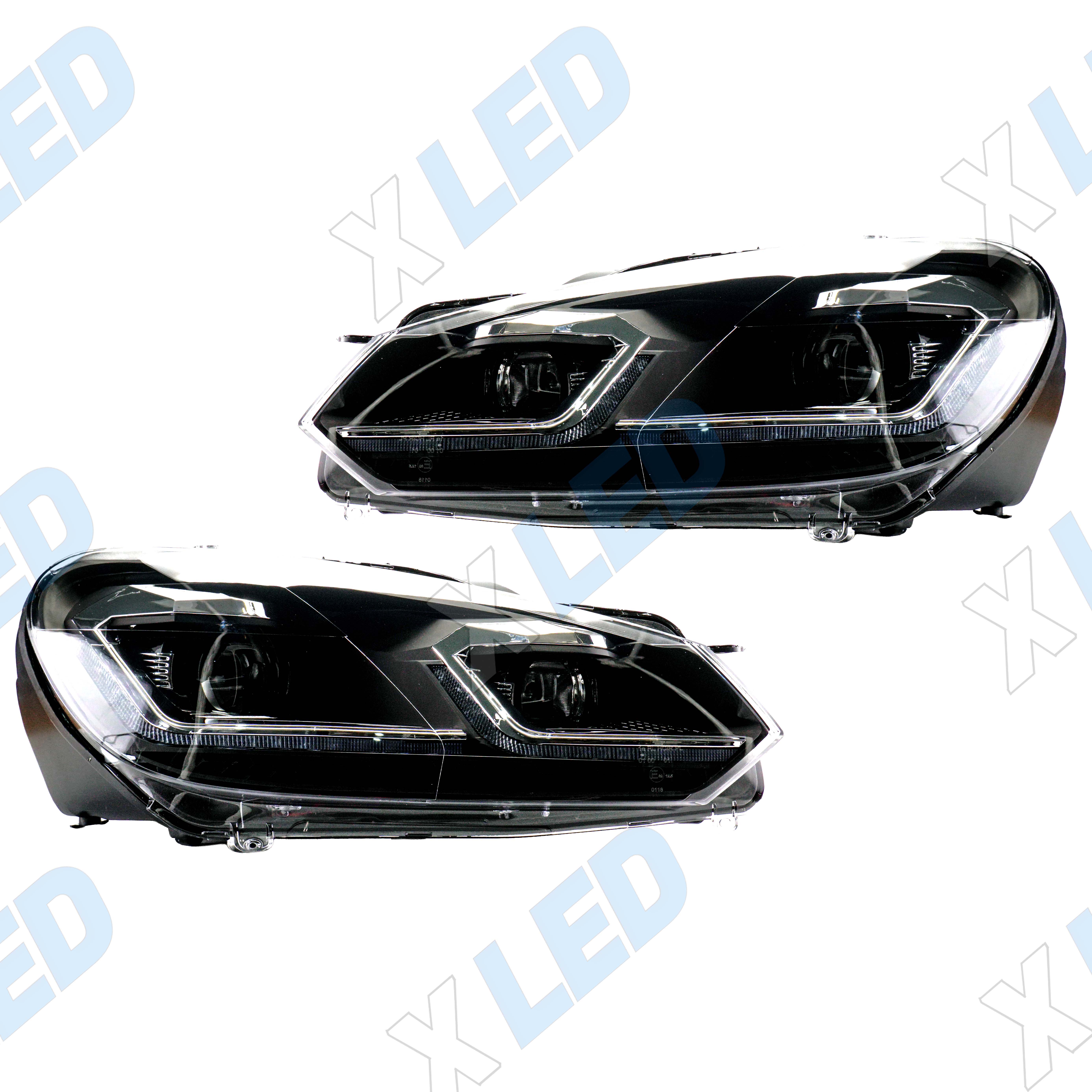 Комплект фар (тюнинг) Volkswagen Golf 6 (2008-2012) Silver line, линза галоген